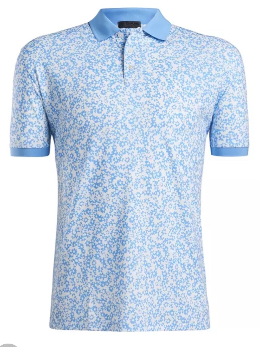G/FORE Mens White Blue Daisy Floral Short Sleeve Polo Golf Shirt Size Large